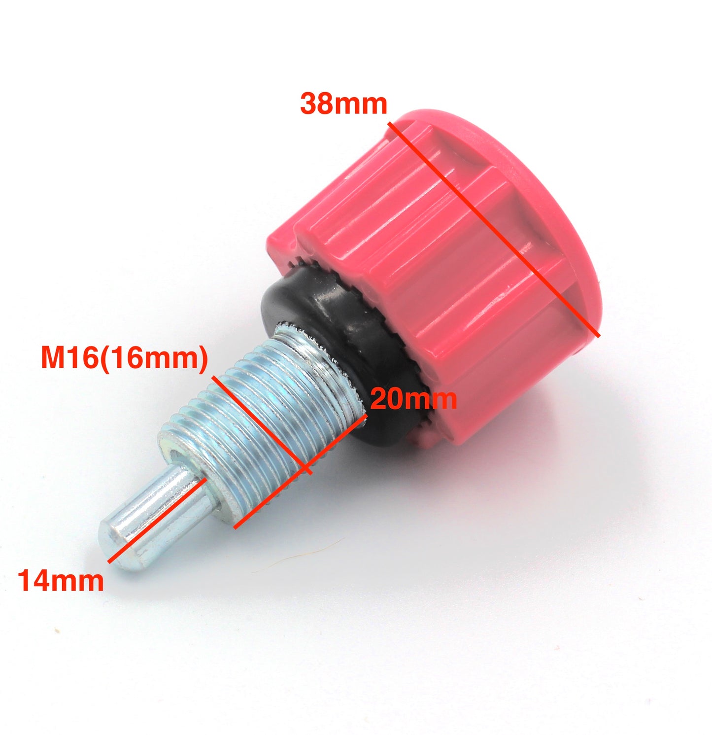 Säätöruuvi M16 x 20mm – jousitoiminen, pinkki nuppi 38 mm