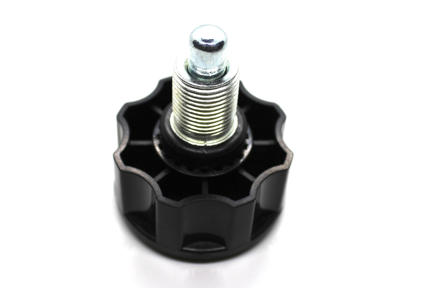 Säätöruuvi M18 x 20mm – jousitoiminen, musta nuppi 55 mm