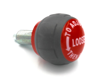 Säätöruuvi M16 x 27mm – jousitoiminen, punainen/musta nuppi 50 mm