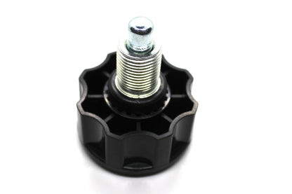 Säätöruuvi M18 x 20mm – jousitoiminen, musta nuppi 55 mm