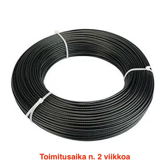 Korkealaatuinen 4 mm musta nylonsuojattu teräsvaijeri taljalaitteisiin ja kuntosalilaitteisiin.